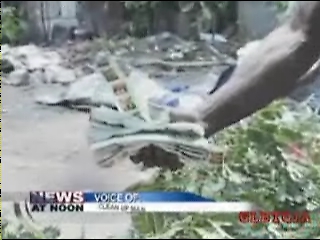 CVM Newscast of the Cargill Avenue eviction where the truckmen/movers found and commented on the condoms they found